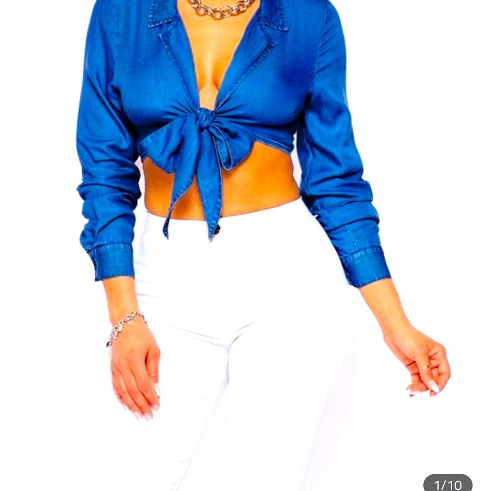 Tie denim top